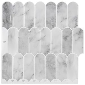 vidaXL Плочка с перо 10 pcs Сив мрамор 30 x 30 cm Полиуретан и PET