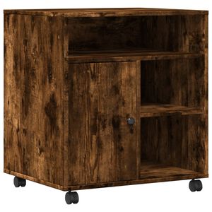 vidaXL Стойка за принтер с колелца, опушен дъб, 60x50x67 см