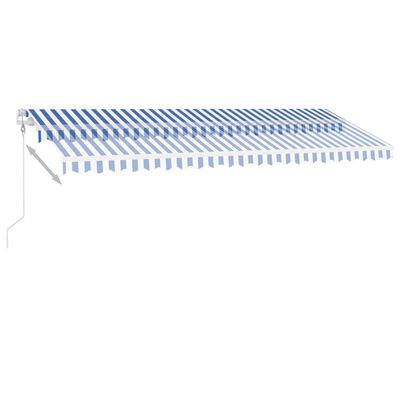 vidaXL Свободностояща автоматична тента, 500x350 см, синьо/бяло