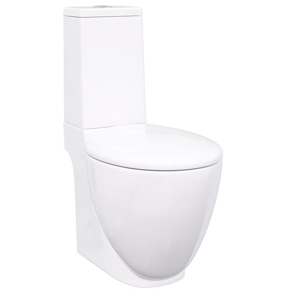 vidaXL Керамична тоалетна задно оттичане бяла