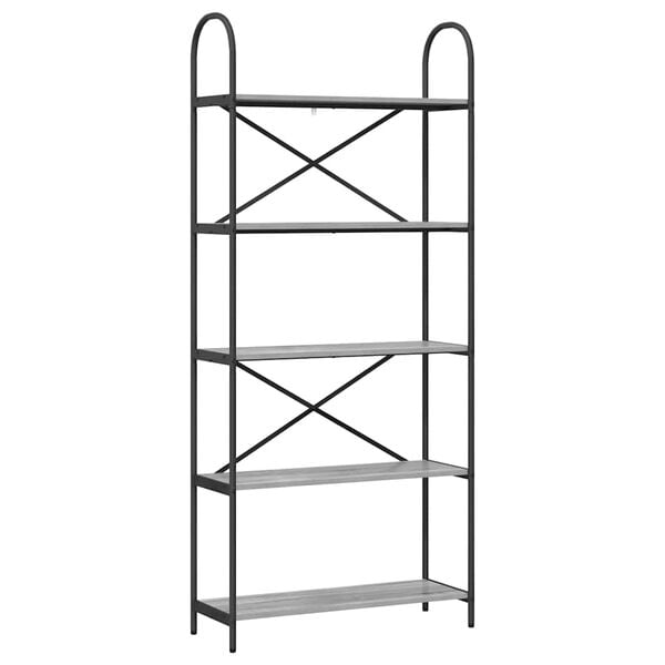 vidaXL Рафт за книги Сив Сонома 80 x 30 x 183 см Инженерно дърво