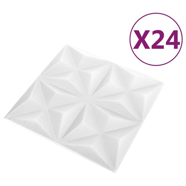 vidaXL Стенни панели 24 pcs Оригами Бял 50 x 50 cm XPS Пяна