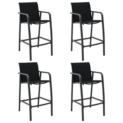 vidaXL Градински бар столове, 4 бр, черни, textilene