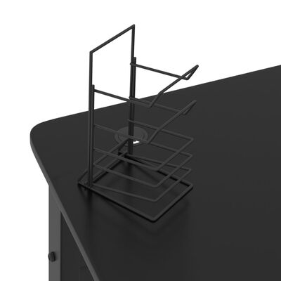 vidaXL Гейминг бюро с К-образни крака, черно, 90x60x75 см