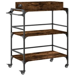 vidaXL Кухненска количка, опушен дъб, 81,5x41x92,5 см, инженерно дърво