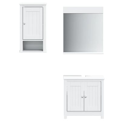 vidaXL Комплект мебели за баня от 3 части "BERG" бял бор масив