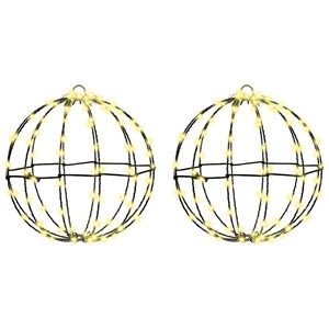 vidaXL Топка 2 pcs Топло бяло 30 x 30 x 32 см Метал
