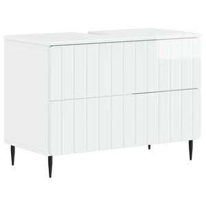 vidaXL Шкаф за мивка в баня ZWOLLE Бял гланц 82 x 41 x 58,5 см