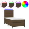vidaXL Боксспринг легло с матрак и LED, тъмнокафява, 90x190 см, плат