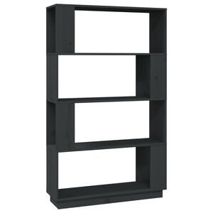 vidaXL Библиотека/разделител за стая, сива, 80x25x132 см, бор масив