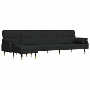 vidaXL Г-образно разтегателно канапе черно 271x140x70 см кадифе
