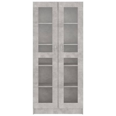 vidaXL Шкаф витрина, бетонно сив, 82,5x30,5x185,5 см, ПДЧ