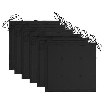 vidaXL Трапезни столове 6 бр с черни възглавници тиково дърво масив