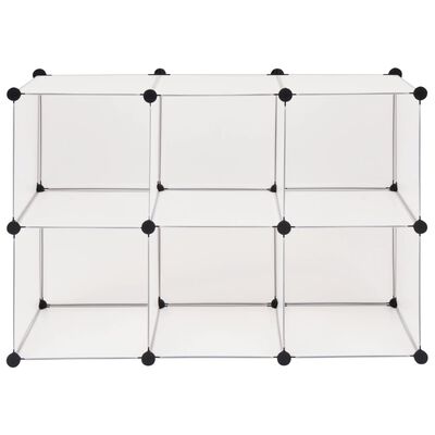 vidaXL Шкаф за съхранение, на кубове, 6 отделения, бял