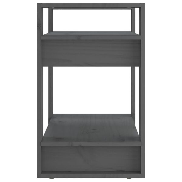 vidaXL Библиотека/разделител за стая, сива, 60x35x57 см, бор масив