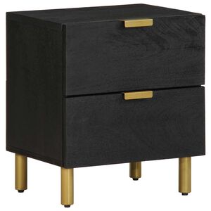 vidaXL Нощно шкафче, черно, 40x33x46 см, мангово дърво масив