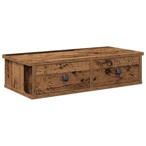 vidaXL Стенен рафт с чекмеджета старо дърво 60x28x15см инженерно дърво