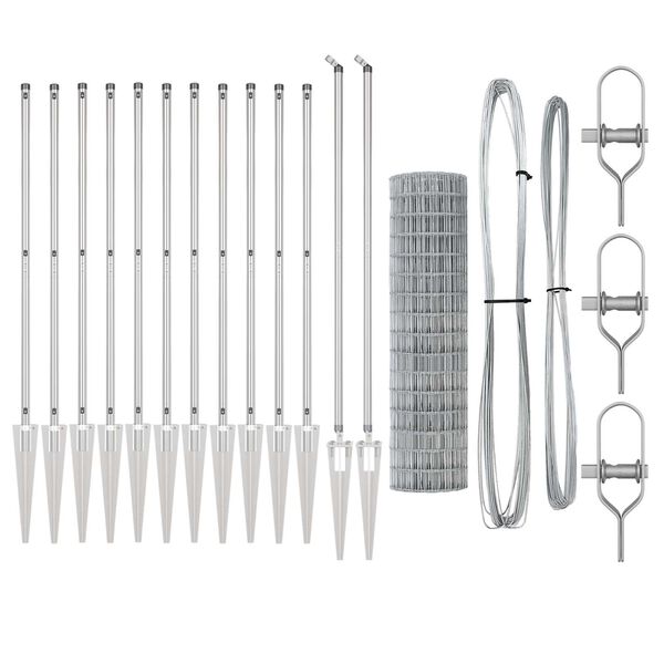 vidaXL Ограда с пост Сребрист 1,2 x 25 m Стомана