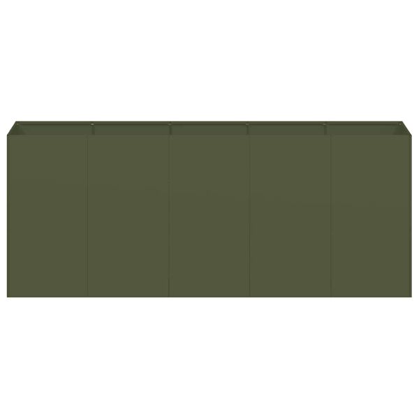 vidaXL Кашпа, маслиненозелена, 200x40x80 см, студеновалцувана стомана