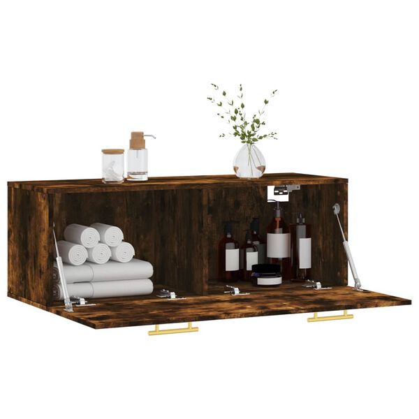 vidaXL Стенен шкаф, опушен дъб, 100x36,5x35 см, инженерно дърво