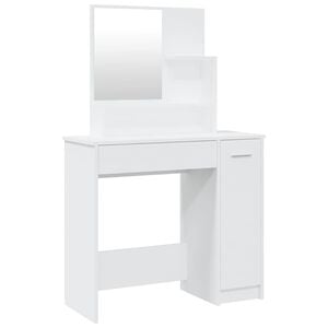vidaXL Тоалетка с огледало, бяла, 86,5x35x136 см