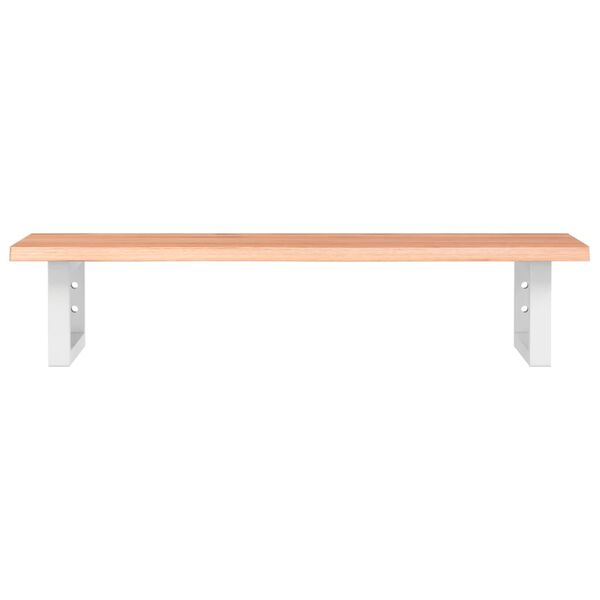 vidaXL Стенен рафт за мивка, стомана и масивно дърво дъб