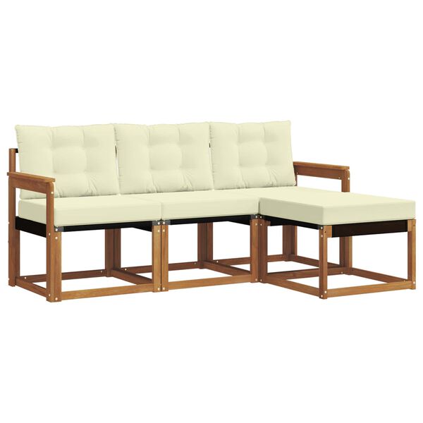 vidaXL Комплект дивани за открито 4 pcs Натурален и Крема