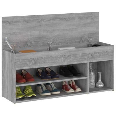 vidaXL Шкаф за обувки, сив сонома, 105x30x45 см, инженерно дърво
