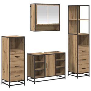 vidaXL Комплект мебели за баня 4 бр. Дъб 80 x 33 x 60 см
