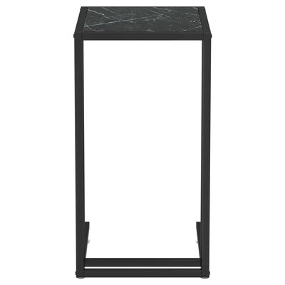 vidaXL Странична маса за компютър, черен мрамор, 50x35x65 см, стъкло