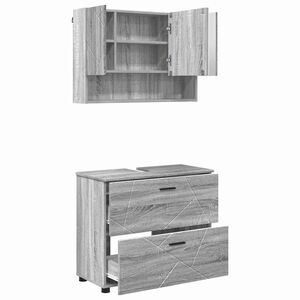 vidaXL Комплект мебели за баня 2 бр. Сив Сонома 76,5 x 35 x 64 см