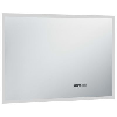 vidaXL LED огледало за баня с тъч сензор и показване на часа 100x60 см