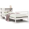 vidaXL Легло с рафтове за книги, без матрак, бял, 75x190 см, бор масив