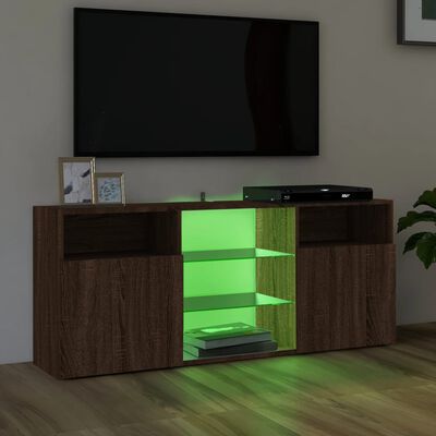 vidaXL ТВ шкаф с LED осветление, кафяв дъб, 120x30x50 см