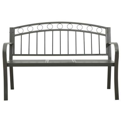 vidaXL Градинска пейка с маса, 125 см, стомана, сива