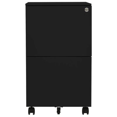 vidaXL Мобилен офис шкаф, черен, 39x45x67см, стомана