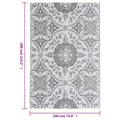 vidaXL Външен килим, светлосив, 190x290 см, PP