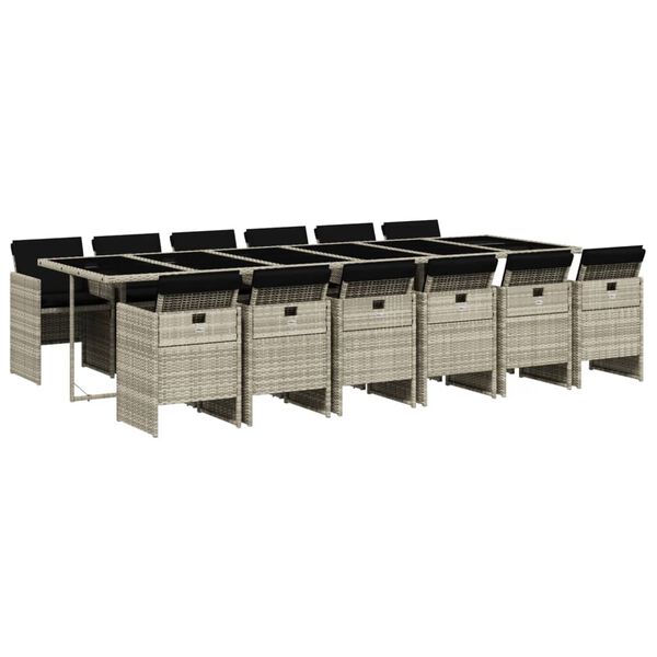 vidaXL Градински комплект от 13части с възглавници светлосив полиратан