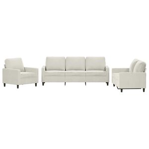 vidaXL Комплект дивани от 3 части с възглавници, кремав, кадифе