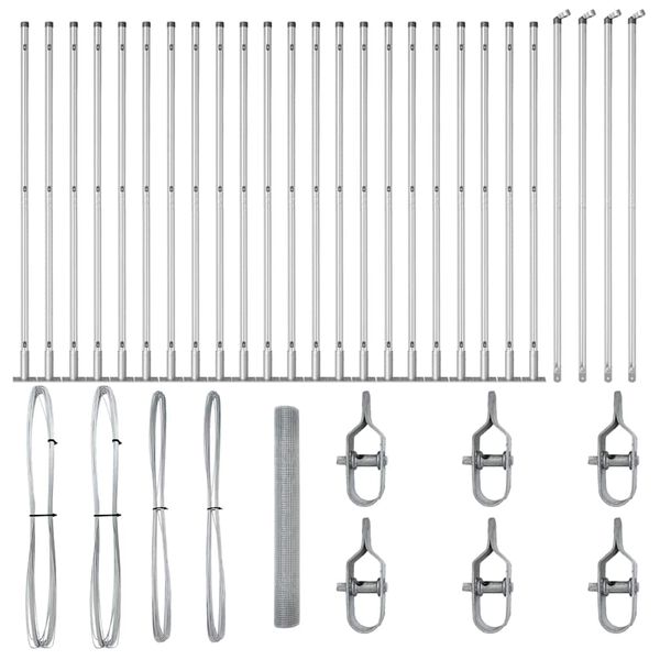 vidaXL Стълб за ограда. Сребрист 50 x 1,2 м (19 x 19 мм мрежа) Стомана