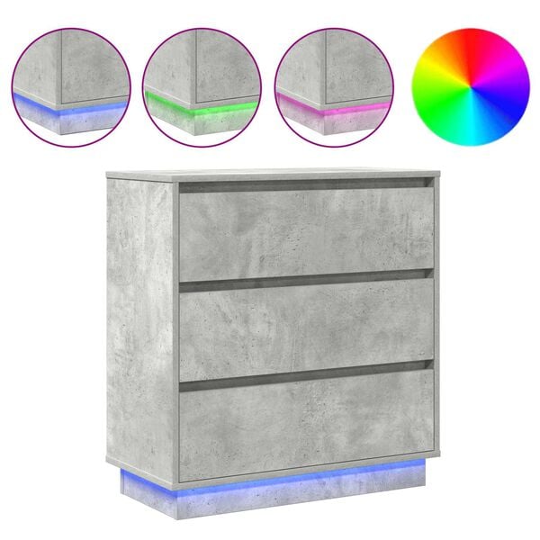 vidaXL Нощен шкаф Циментено сиво 71 x 34,5 x 75 см Инженерно дърво