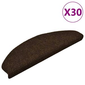 vidaXL Изтривалки за стълби, самозалепващи се, 30 бр., 65x21x4 см, кафяви, полукръгли, големи