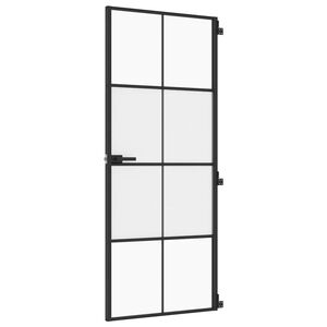 vidaXL Интериорна врата черна 83x201,5 см закалено стъкло и алуминий