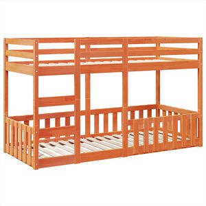 vidaXL Двуетажно легло, восъчнокафяво, 80x200 см, борово дърво масив