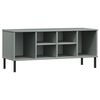 vidaXL Етажерка за обувки с метални крака сива 106x35x45 см масив OSLO