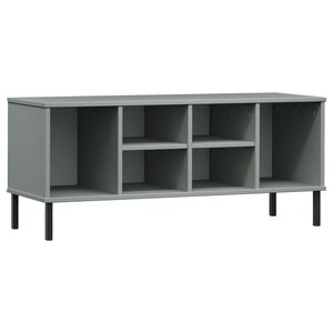vidaXL Етажерка за обувки с метални крака сива 106x35x45 см масив OSLO