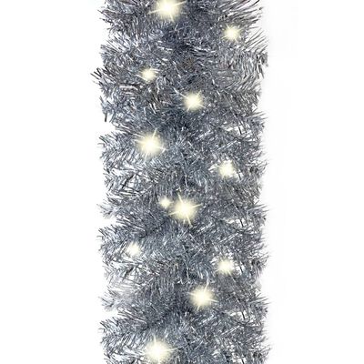 vidaXL Коледен гирлянд с LED лампички, 5 м, сребрист