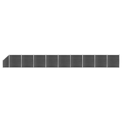 vidaXL Ограден панел, WPC, 1657x(105-186) см, черен