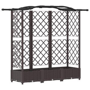 vidaXL Повдигнато легло с решетка и покривка Кафяво 163 x 40 x 123 см