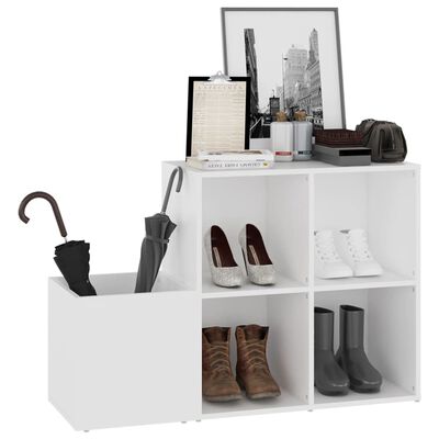 vidaXL Шкаф за обувки за антре, бял, 105x35,5x70 см, ПДЧ